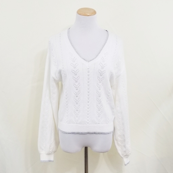 Cupcakes & Cashmere Ravi Sweater Ivory Silver EUC - Picture 1 of 8